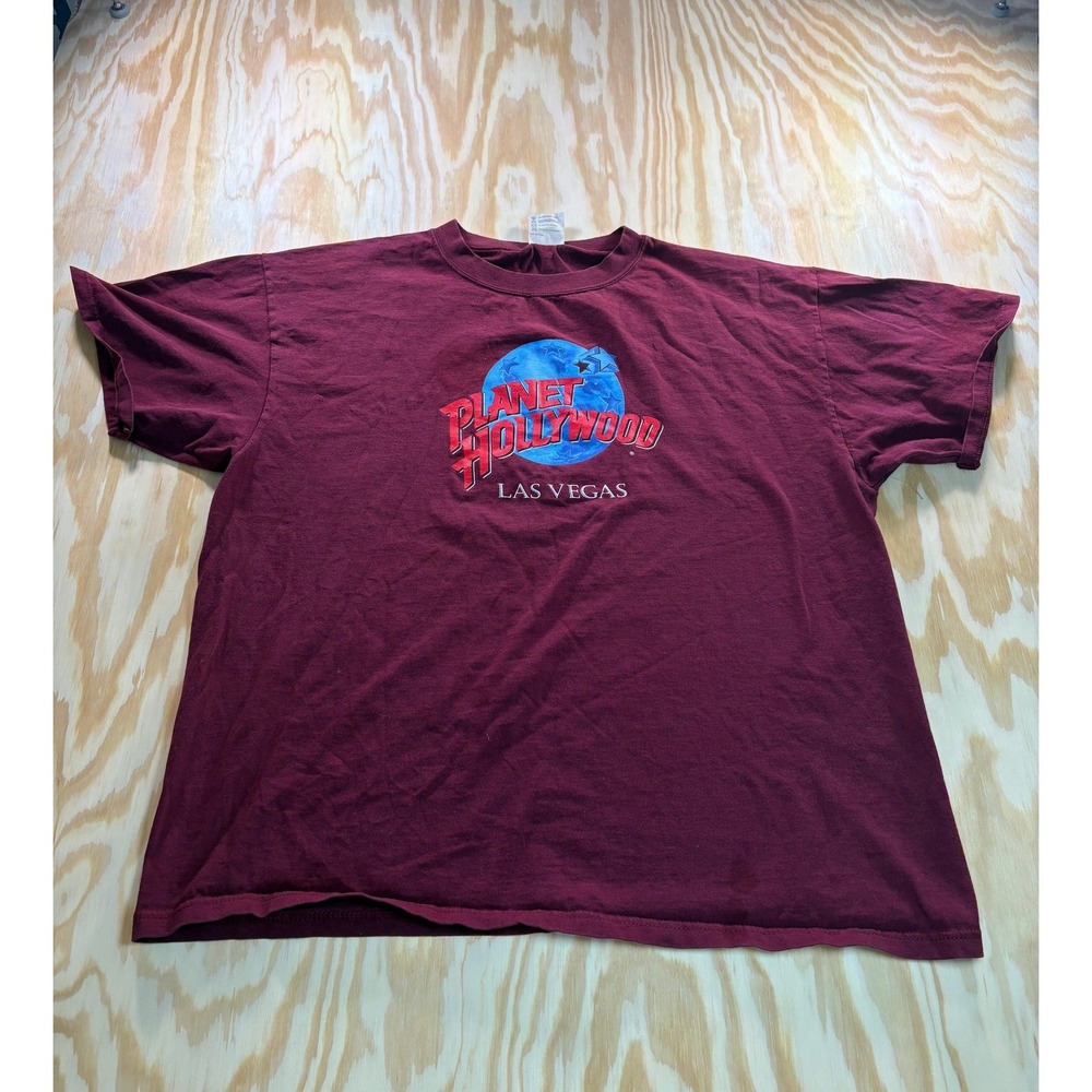 Vintage 1991 Planet Hollywood Las‎ Vegas T-Shirt Mens XL Maroon Made in USA 90s